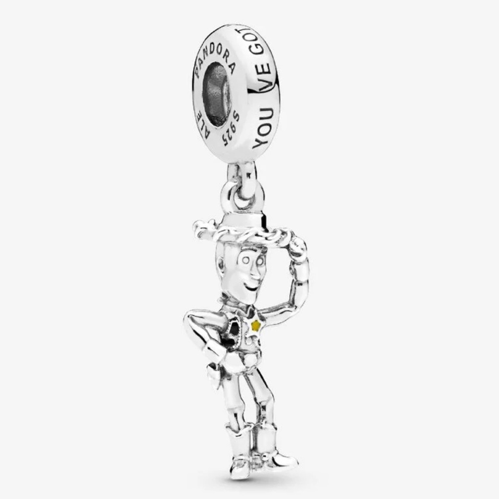 Authentic Pandora Silver Woody Dangle Charm with Yellow Star Accent - NWOT